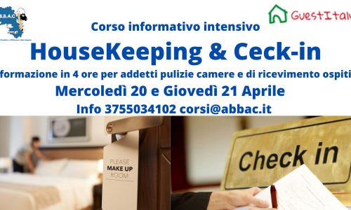 Corso di HouseKeeping Riassetto e Pulizia Camere e Checck-In Check out